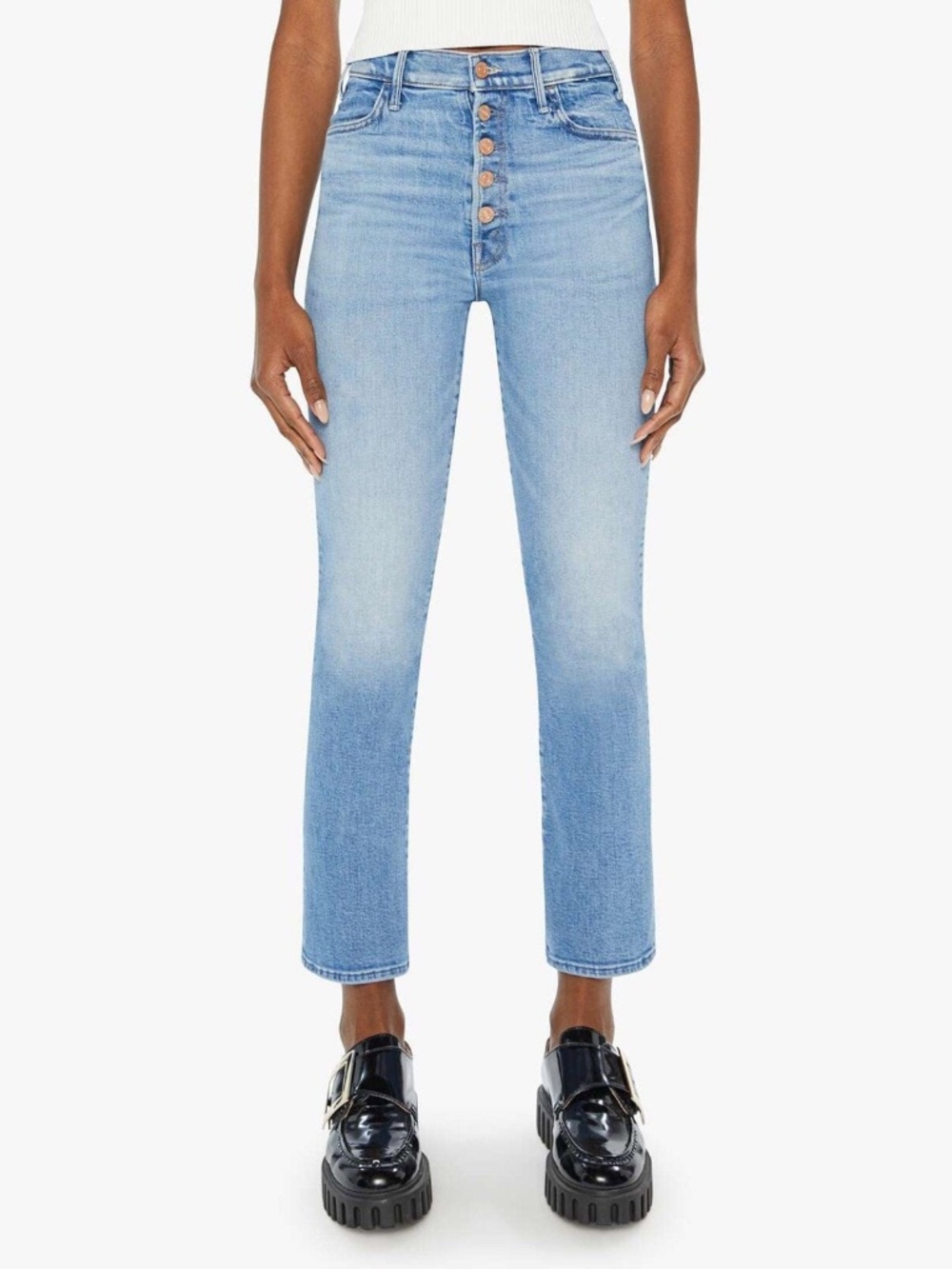 NWT Mother Denim The Pixie Hustler Ankle Cotton Blend Jeans Blue Tarot Time 26